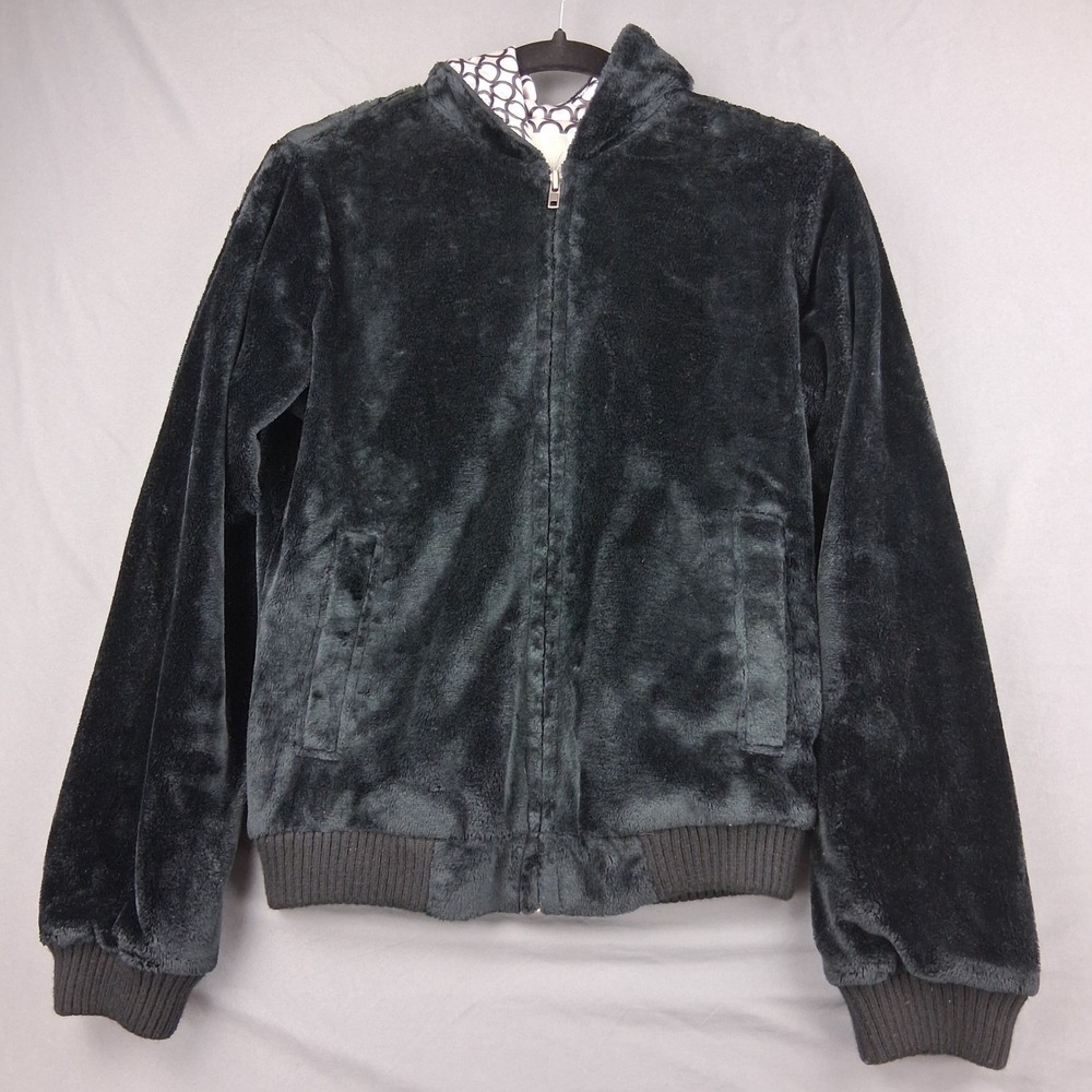 Volcom Stone Limited Edition V-Co Party Jacket Black Faux Fur Hooded Bomber M